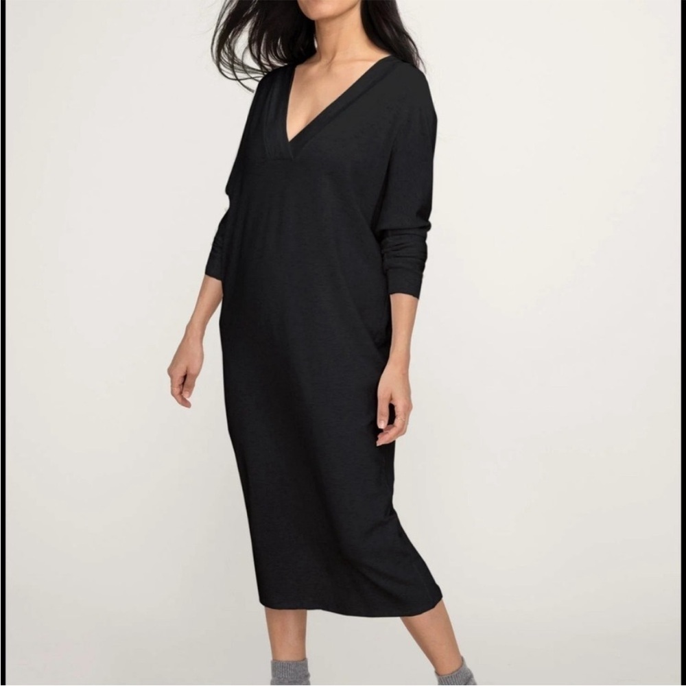 Hatch Black V-Neck Midi Dress